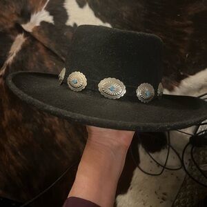 Black Western Hat with Silver Conchos